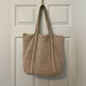 GAP Macramé Purse with Gold Chain Accents Beach Shoulder Bag